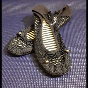 Navy Blue Mesh Flats